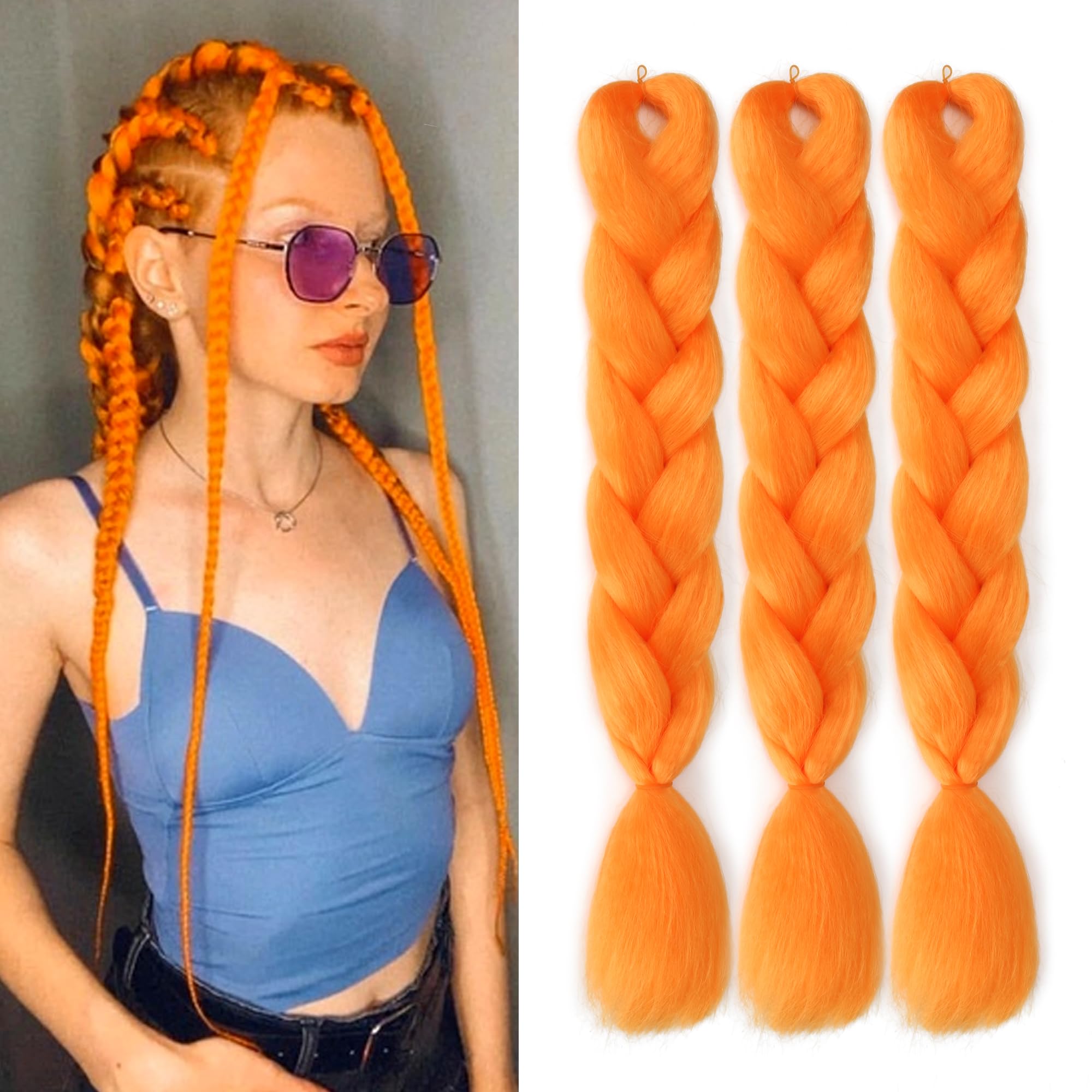 Amazon.com : Orange Braiding Hair Extensions Premium Synthetic